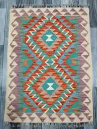 Kilim Rug Classic, Handmade Artisan Afghan Turkish Scandinavian Navajo Bohemian Wool Flatweave Multicolour 117x86 cm - thumbnail 1