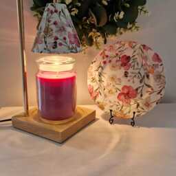 Beautiful Decoupaged Electric Floral & Bee Candle Warmer Lamp. Table Lamp.wax Melter.flameless.hand Decorated - thumbnail 3