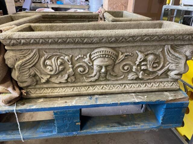 Pair Of Nettuno Stone Troughs - Planter Flower Pot Vase Urn Garden Ornament Large Antique Style Planters British Trough - image 1