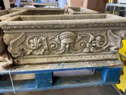 Pair Of Nettuno Stone Troughs - Planter Flower Pot Vase Urn Garden Ornament Large Antique Style Planters British Trough