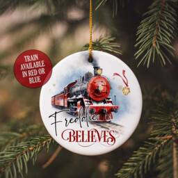 Christmas Train Ceramic Ornament, Polar Steam Xmas Bauble, Express 1St Christmas, Stocking Filler, Decoration, Personalised Gift - thumbnail 2
