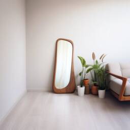 Asymmetrical Solid Wood Mirror - Organic Wall Frame Living Room Decor Full-Length Mirror - thumbnail 3