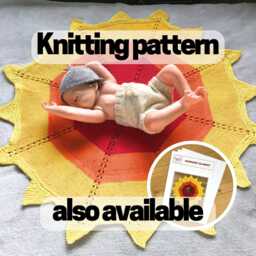 Hand Knit Cotton Baby Blanket Sunburst Stroller Swaddle - thumbnail 4