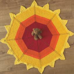 Hand Knit Cotton Baby Blanket Sunburst Stroller Swaddle - thumbnail 2
