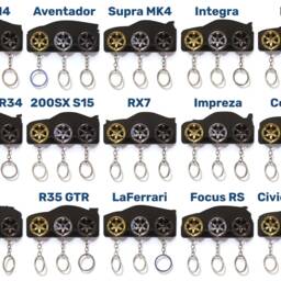 Alloy Wheel Car Silhouette Keyring Wall Mountable Key Hanger Storage Holder Keychain - thumbnail 2