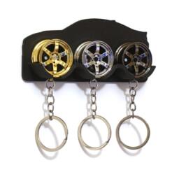 Alloy Wheel Car Silhouette Keyring Wall Mountable Key Hanger Storage Holder Keychain - thumbnail 3