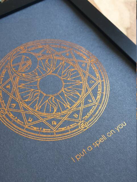 A4 Metallic Foil Magic Circle Wall Art, Boho Print in Copper, Gold, Silver Or Rose Gold - image 1