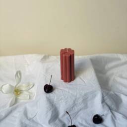 Flower Pillar Candle - Unscented Soy Wax Handmade Decorative Romantic Valentine's Day Gift Mother's - thumbnail 4