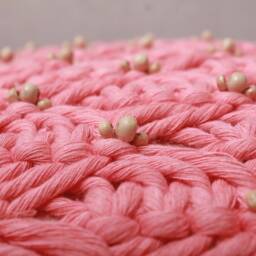 Coral Pink Cotton Macrame Bohemian, Bali Style Pillow Cover, Decorative Handmade Throw Cover, Embroidered Cover Wlcc043 - thumbnail 4