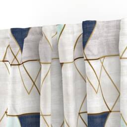 Geometric Curtain Panel - Watercolor Triangles Navy Mint Gray Custom Mod By Crystal_Walen - thumbnail 3