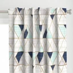 Geometric Curtain Panel - Watercolor Triangles Navy Mint Gray Custom Mod By Crystal_Walen - thumbnail 1