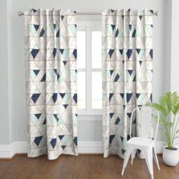 Geometric Curtain Panel - Watercolor Triangles Navy Mint Gray Custom Mod By Crystal_Walen - thumbnail 2