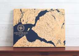 Anchorage, Alaska Map - Engraved Wood Coastal Art Sign, Beach House Decor Wall Hanging, Nautical Life Print, Unique Personalized Family Gift - thumbnail 1
