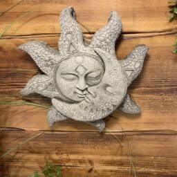stone Garden Sun/Moon Face Wall Plaque Hanging Ornament - thumbnail 4