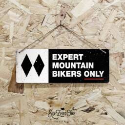 Expert Mountain Bikers Only Double Black Metal Sign Horizontal - Vintage Worn Rusty Look Print Holiday Slopes Trail Enduro Downhill Mtb - thumbnail 2