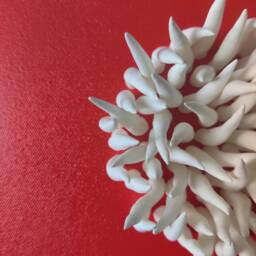 Red & White Clay Wall Sculpture On Canvas Abstract Coastal Art - thumbnail 3