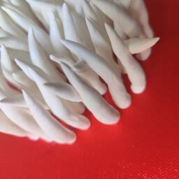 Red & White Clay Wall Sculpture On Canvas Abstract Coastal Art - thumbnail 2