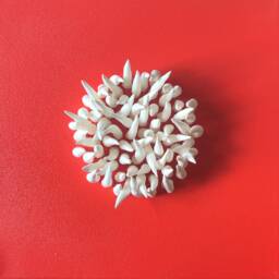 Red & White Clay Wall Sculpture On Canvas Abstract Coastal Art