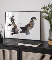 Britain & Pakistan Map Black & Gold Travel Wall Art Print - United Kingdom UK - thumbnail 1