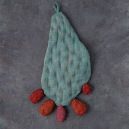 Fabric Cactus With Fruits Textile Wall Art, Botanical Sculpture, Boho Desert Home Decor - thumbnail 3