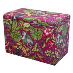 Rainforest Cranberry Storage Ottoman - Tropical Jungle Chest Handmade in Britain - thumbnail 3