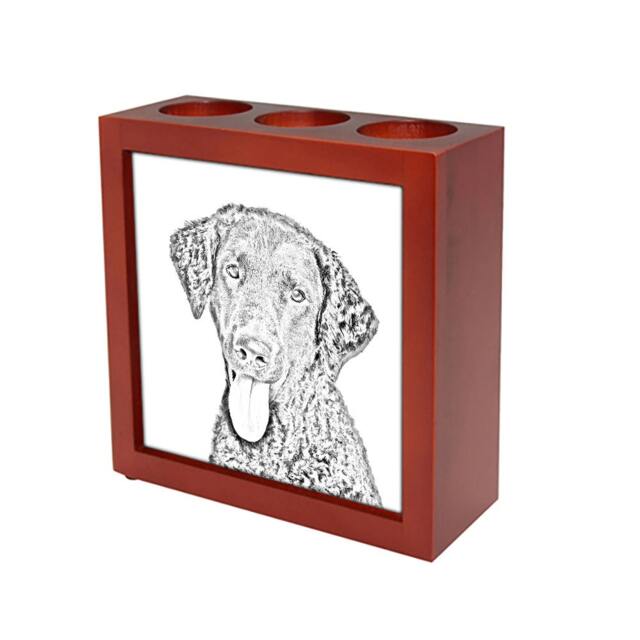 Curly Coated Retriever - Wooden Stand For Candles/Pens With The Image Of A Dog New Collection - image 1