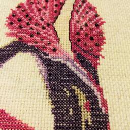 Handmade Cross Stitch Girl With Dog, Framed Wall Decor - 26x59 cm - thumbnail 3