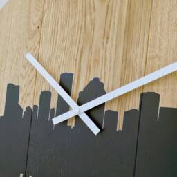 Wall Clock - Large Silent Wood Clock With City Houston, Personalized Clock, Goft -Oak 19 - thumbnail 4