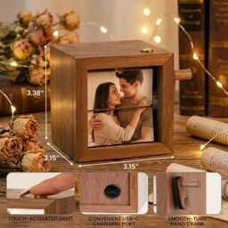 Personalized Holiday Family Photo Flipbook Frame, Custom Lighted Picture Box, Christmas Memory Gift, Cozy Festive Home Decor - thumbnail 4