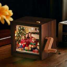 Personalized Holiday Family Photo Flipbook Frame, Custom Lighted Picture Box, Christmas Memory Gift, Cozy Festive Home Decor - thumbnail 3