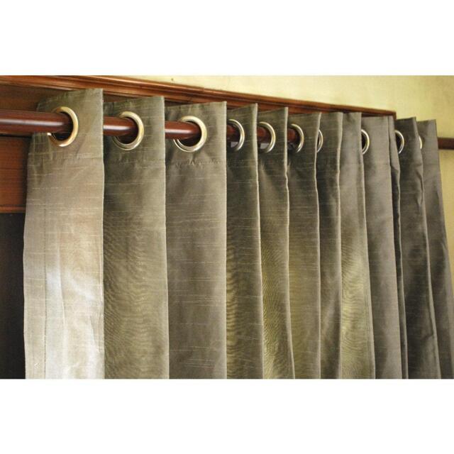 "Grey Silver Silk Curtain Panels 52""x96" - image 1