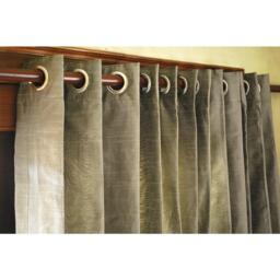 "Grey Silver Silk Curtain Panels 52""x96" - thumbnail 1