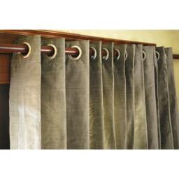 "Grey Silver Silk Curtain Panels 52""x96" - thumbnail 1