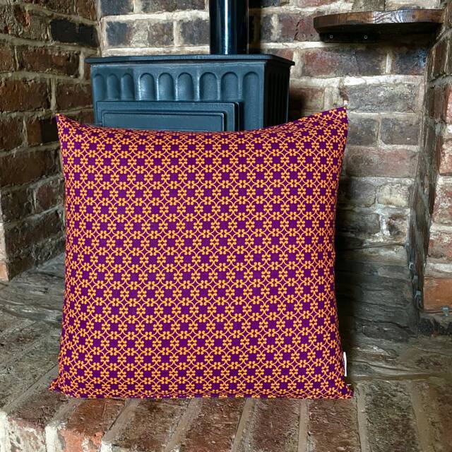 137. Handmade Reverse Purple Orange 100% Cotton Cushion Cover. Various Sizes - image 1