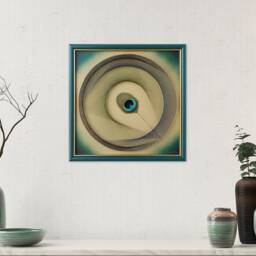 Peacock Feather String Art - Green Gold Framed Zen Wall Decor - thumbnail 3