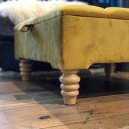 Handmade Velvet Ottoman Footstool, Gold Upholstered Storage Coffee Table - thumbnail 4