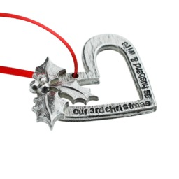 3 Year Anniversary Christmas Tree Ornament - Reads Our 3rd As Husband & Wife - thumbnail 2
