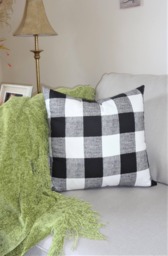 Buffalo Check Pillow Cover - Black & White Plaid, 100% Cotton - thumbnail 1