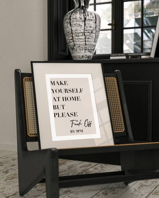 Please Leave By 9Pm Print, Entryway Wall Art, Beige Quote A5 A4 A3 A2 A1 50x70 Pink Typography Hallway Prints - image 1