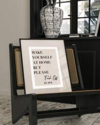 Please Leave By 9Pm Print, Entryway Wall Art, Beige Quote A5 A4 A3 A2 A1 50x70 Pink Typography Hallway Prints - thumbnail 1