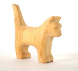 Hand Carved Wooden Cat Toy Natural Beeswax Finish - thumbnail 1