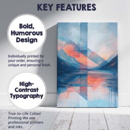 Contemporary Geometric Mountain Lake Reflection Abstract Landscape Canvas Wall Art Print Decor Picture Ready To Hang - thumbnail 2
