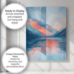 Contemporary Geometric Mountain Lake Reflection Abstract Landscape Canvas Wall Art Print Decor Picture Ready To Hang - thumbnail 3