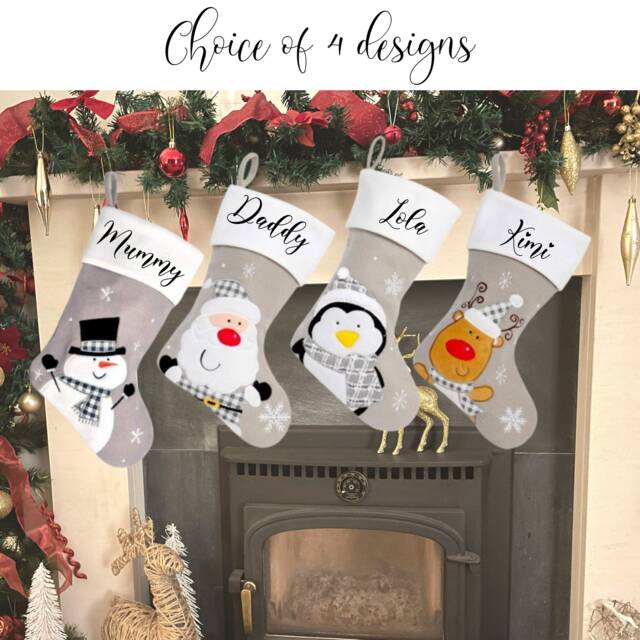 Luxury Christmas Stocking, Personalised Silver Childs Stocking - image 1