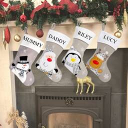 Luxury Christmas Stocking, Personalised Silver Childs Stocking - thumbnail 3