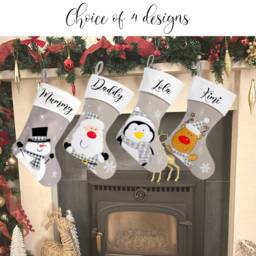 Luxury Christmas Stocking, Personalised Silver Childs Stocking - thumbnail 1