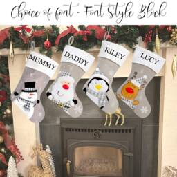Luxury Christmas Stocking, Personalised Silver Childs Stocking - thumbnail 2
