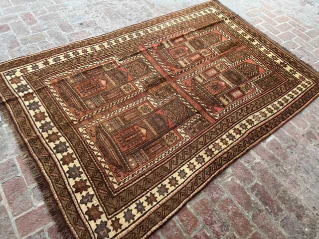 5x9 Handmade Afghan Wool Rug - Tribal Prayer Pattern Carpet Authentic Hand-Knotted Oriental Area For Living Room Or Entryway Gift - image 1