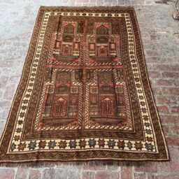 5x9 Handmade Afghan Wool Rug - Tribal Prayer Pattern Carpet Authentic Hand-Knotted Oriental Area For Living Room Or Entryway Gift - thumbnail 3