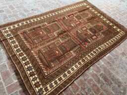 5x9 Handmade Afghan Wool Rug - Tribal Prayer Pattern Carpet Authentic Hand-Knotted Oriental Area For Living Room Or Entryway Gift - thumbnail 1